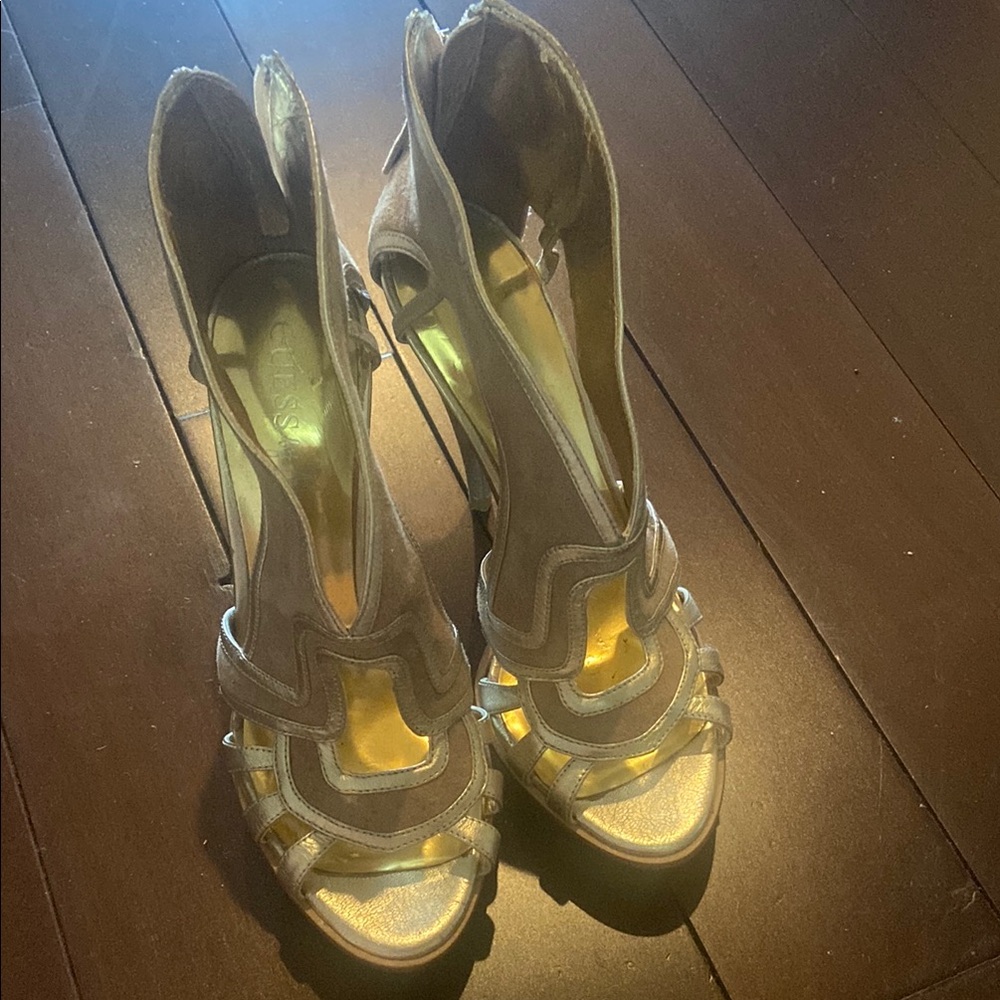 Elegant Guess by Marciano Gold and tan Women's Heels